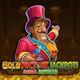 Try Gold Factory Jackpots Mega Moolah slot by Aurum Signature Studios on qbetcasino.eu – logo image