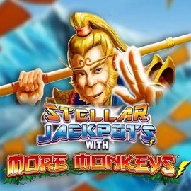 Stellar Jackpots with More Monkeys slot logo by Lightning Box Game at Qbet Casino